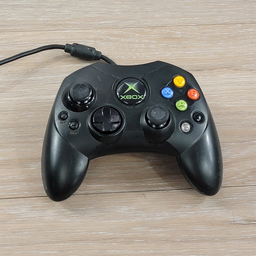 Microsoft Xbox Controller S Black Wired Gamepad Original OG Console X08-69873